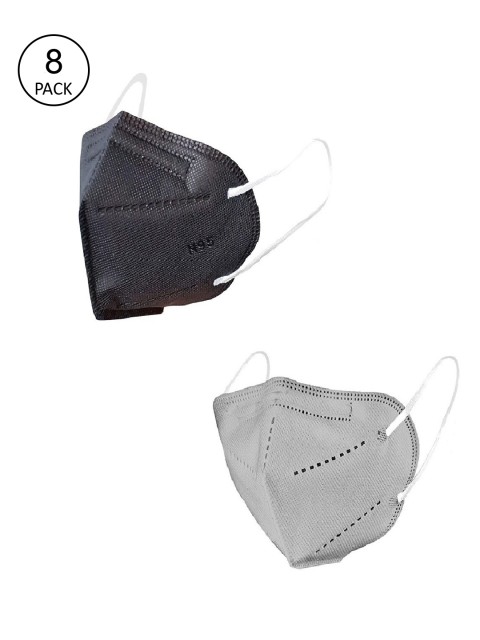 

OOMPH Unisex Pack Of 8 5-Ply Reusable Anti-Pollution KN95 Face Masks, Black
