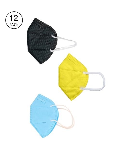OOMPH Pack Of 12 5-Ply Reusable Anti-Pollution KN95 Masks, Yellow