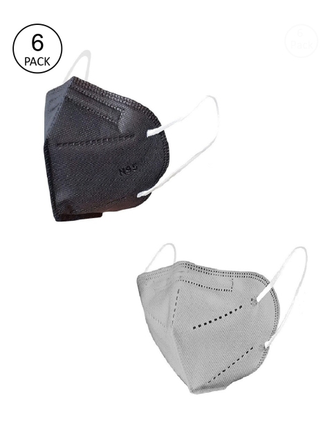 

OOMPH Unisex Pack Of 6 5-Ply Reusable Anti-Pollution KN95 Face Masks, Black
