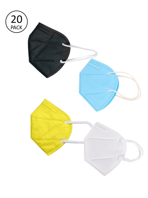 

OOMPH Unisex Pack Of 20 5-Ply Reusable Anti-Pollution KN95 Face Masks, Yellow
