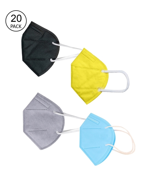 

OOMPH Unisex Pack Of 20 5-Ply Reusable Anti-Pollution KN95 Face Masks, Yellow