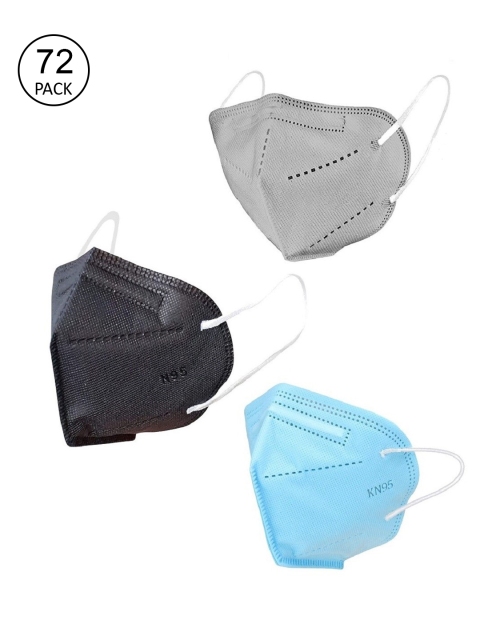 

OOMPH Unisex Pack Of 72 5-Ply Reusable Anti-Pollution KN95 Face Masks PDN, Black