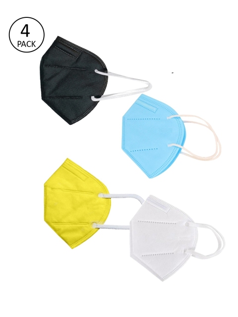 

OOMPH Unisex Pack Of 4 5-Ply Reusable Anti-Pollution KN95 Face Masks, Yellow