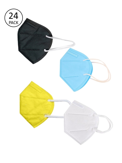 

OOMPH Unisex Pack Of 24 Solid 5-Ply Reusable Anti-Pollution N95 Masks, Yellow