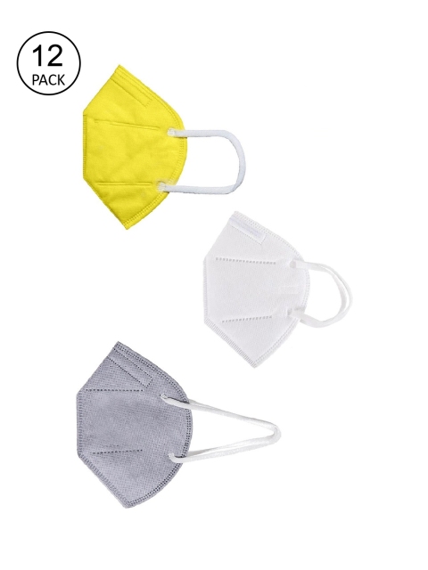 

OOMPH Unisex Pack Of 12 5-Ply Reusable Anti-Pollution KN95 Face Masks, Yellow