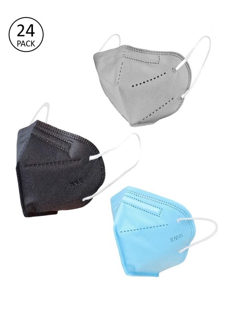 

OOMPH Unisex Pack Of 24 5-Ply Reusable Anti-Pollution KN95 Face Masks, Black
