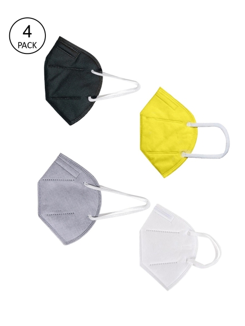 

OOMPH Unisex Pack Of 4 5-Ply Reusable Anti-Pollution KN95 Face Masks, Yellow
