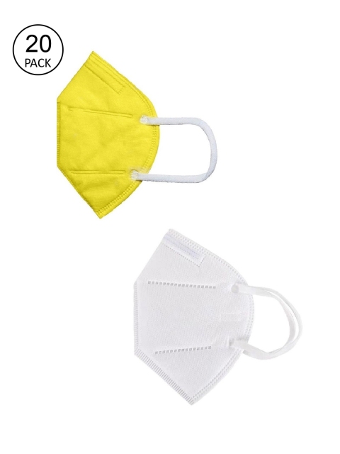 

OOMPH Unisex Pack Of 20 5-Ply Reusable Anti-Pollution KN95 Face Masks, Yellow