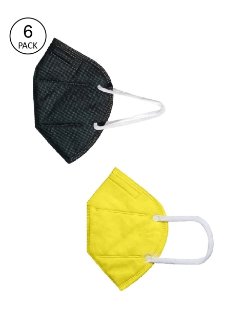 

OOMPH Unisex Pack Of 6 5-Ply Reusable Anti-Pollution KN95 Face Masks, Yellow