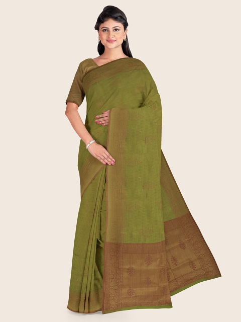 

Pothys Green & Maroon Ethnic Motifs Zari Tissue Saree