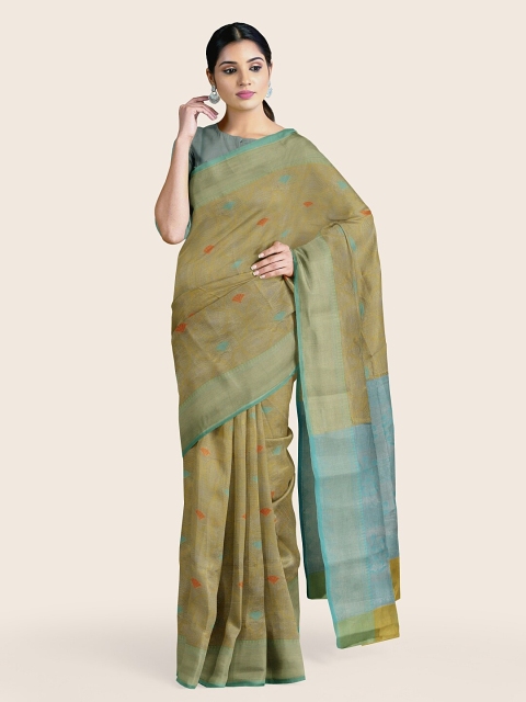 

Pothys Yellow & Blue Zari Kora Muslin Saree