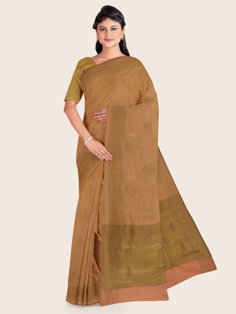 

Pothys Peach-Coloured & Copper-Toned Woven Design Zari Tissue Saree