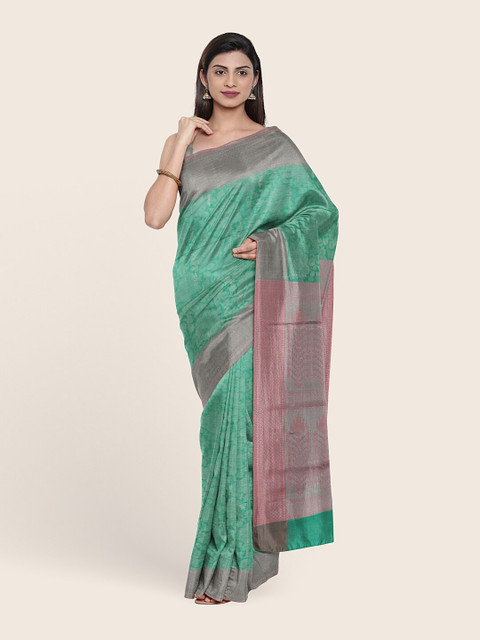 

Pothys Green & Pink Woven Design Zari Tissue Saree