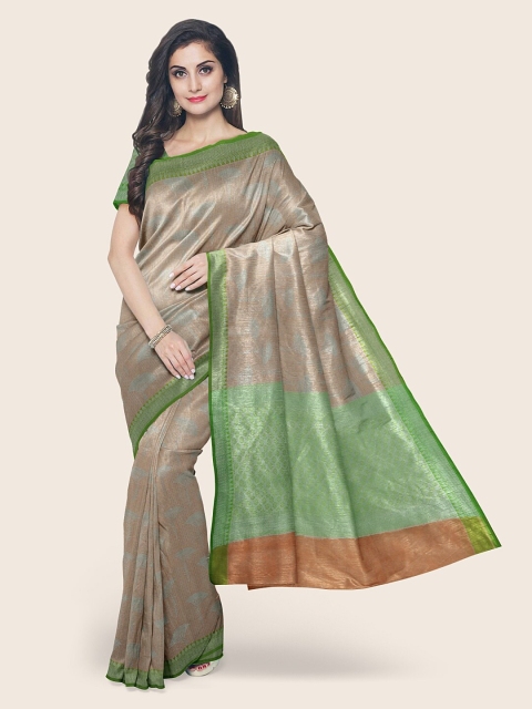 

Pothys Mauve & Green Floral Zari Tissue Saree
