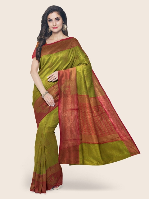

Pothys Green & Magenta Printed Muslin Saree