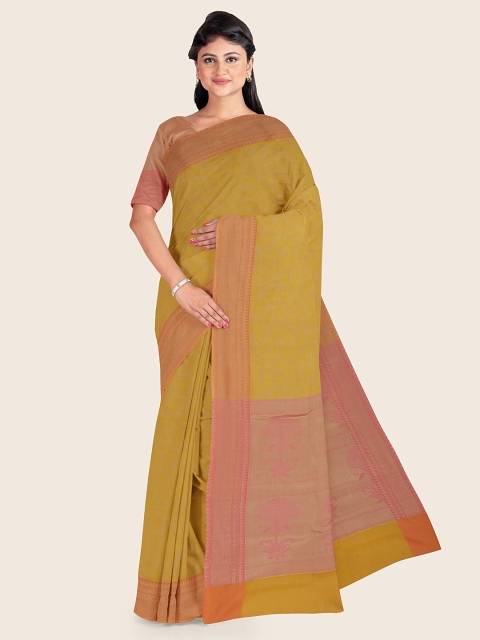 

Pothys Yellow & Pink Ethnic Motifs Zari Tissue Saree