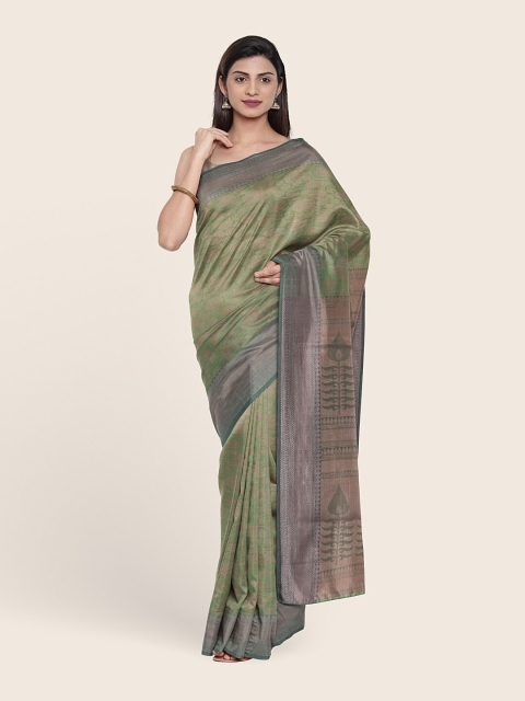 

Pothys Green & Grey Zari Tissue Saree