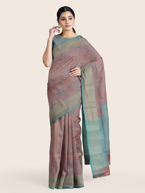 

Pothys Pink & Blue Woven Design Muslin Saree