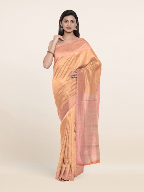 

Pothys Peach-Coloured & Pink Ethnic Motifs Zari Tissue Saree