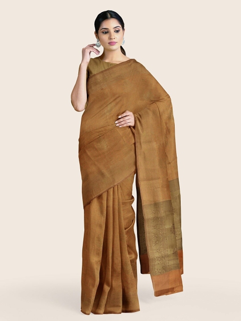 

Pothys Copper-Toned Ethnic Motifs Zari Tissue Saree