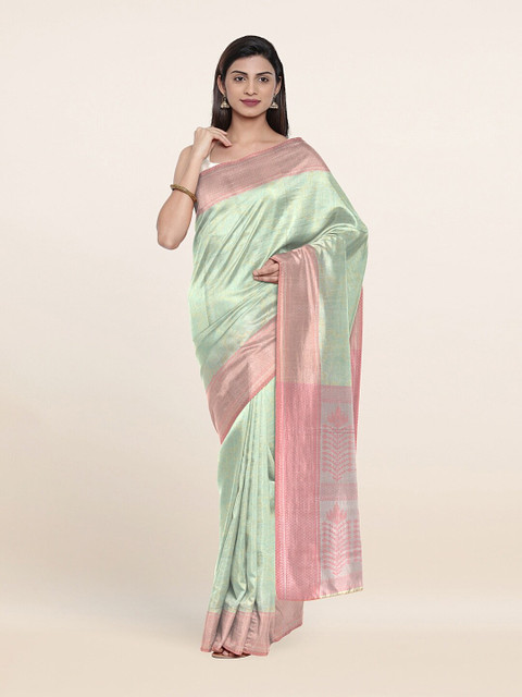

Pothys Green & Pink Woven Design Muslin Saree