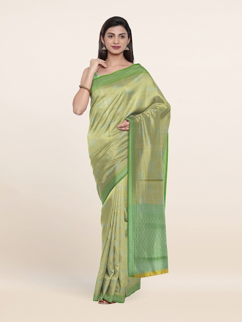 

Pothys Green & Silver-Toned Woven Design Tissue Saree