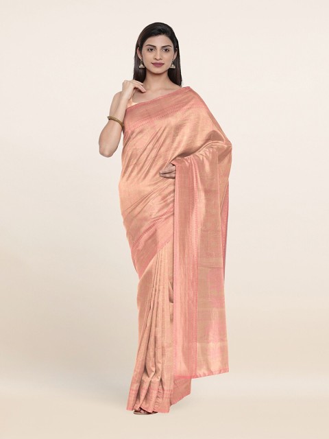 

Pothys Pink & Gold Ethnic Motifs Zari Tissue Saree