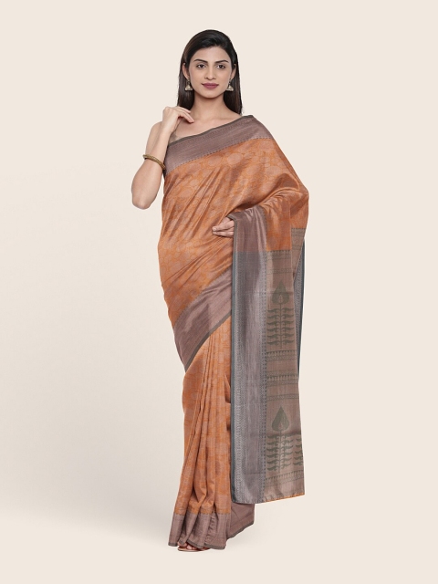 

Pothys Orange & Grey Woven Design Zari Tissue Saree
