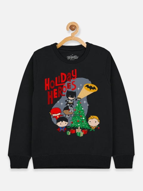 

Kids Ville Justice League Christmas Boys Black Printed Sweatshirt