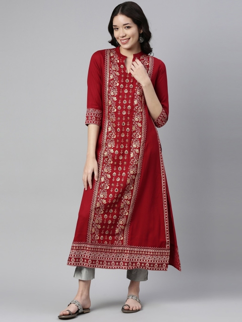 

Neerus Women Red Ethnic Motifs Printed Kurta
