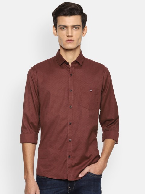 

Louis Philippe Sport Men Maroon Slim Fit Printed Pure Cotton Casual Shirt