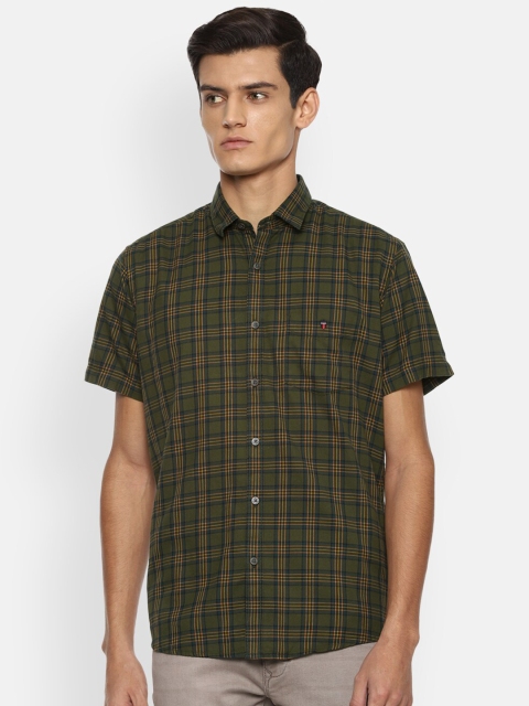 

Louis Philippe Sport Men Olive Green Slim Fit Checked Casual Shirt