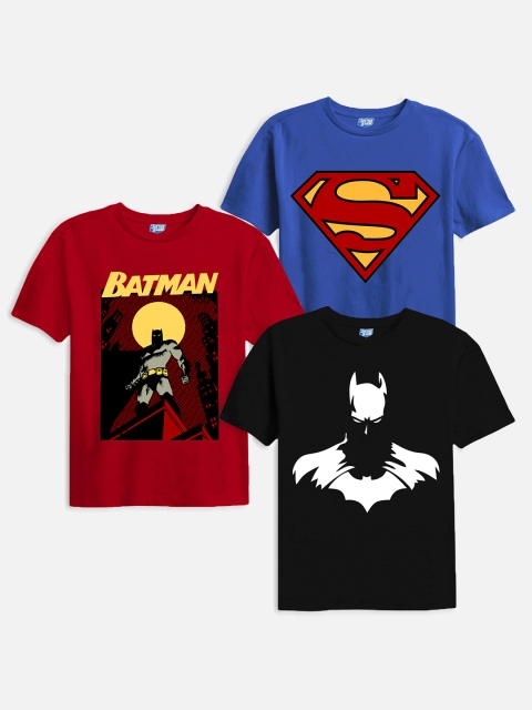 

Marvel by Miss and Chief Boys Pack of 3 Multicoloured Batman Printed Applique T-shirt, Multi