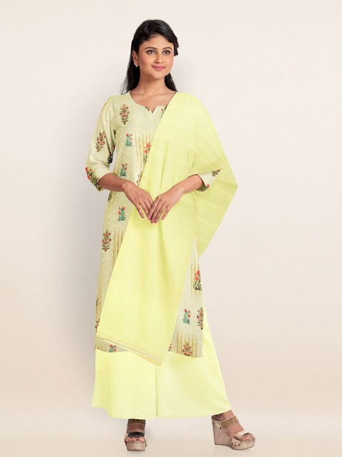 

Pothys Yellow & Red Embroidered Unstitched Dress Material