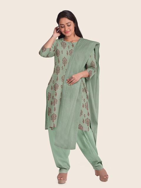 

Pothys Women Green Printed Unstitched Dress Material