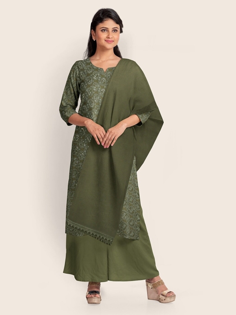 

Pothys Green Embroidered Unstitched Dress Material