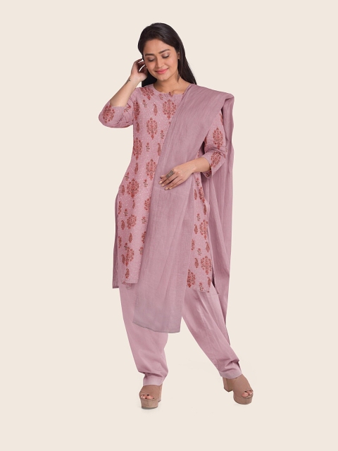 

Pothys Pink Printed Unstitched Dress Material