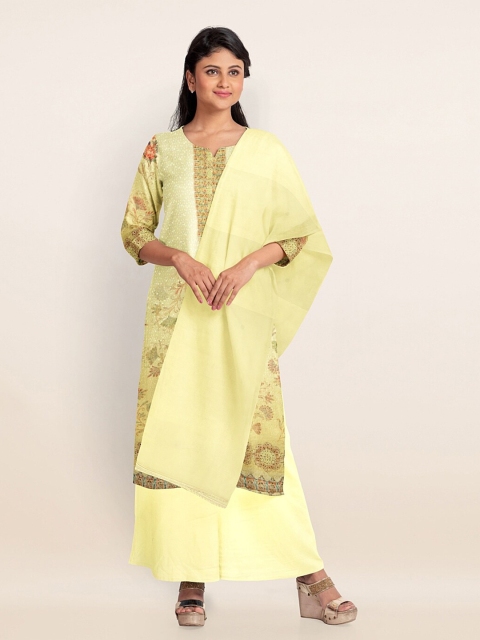 

Pothys Yellow & Red Printed Unstitched Dress Material