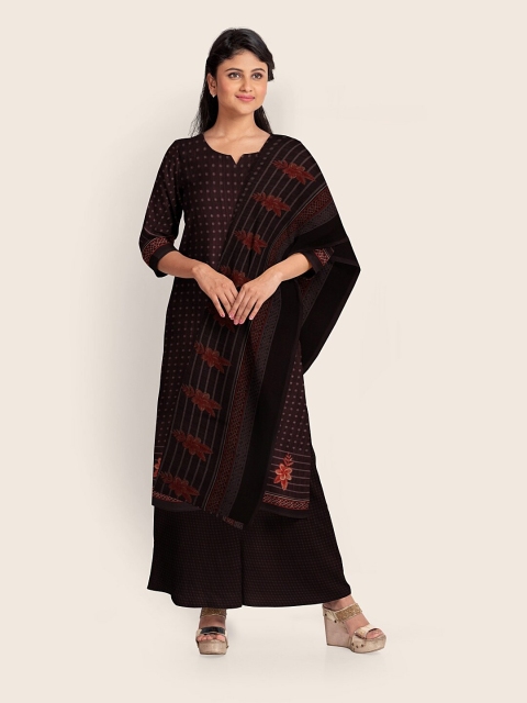 

Pothys Purple & Brown Printed Unstitched Dress Material