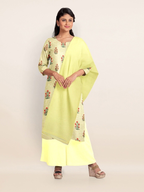 

Pothys Yellow & Red Printed Unstitched Dress Material