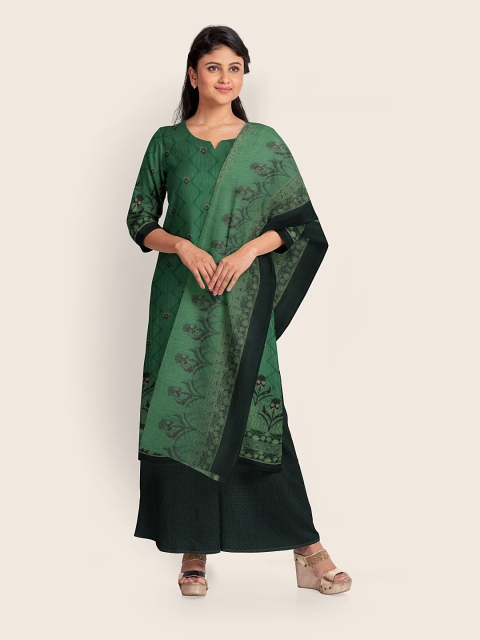 

Pothys Green & Beige Printed Unstitched Dress Material