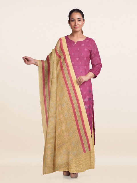 

Pothys Pink & Beige Unstitched Dress Material