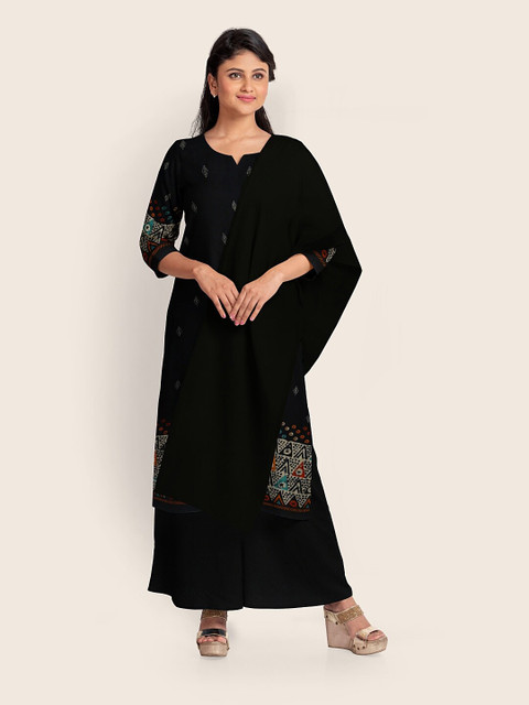 

Pothys Navy Blue & White Printed Unstitched Dress Material