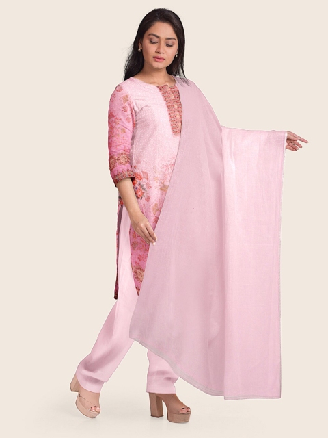 

Pothys Pink & Red Printed Unstitched Dress Material