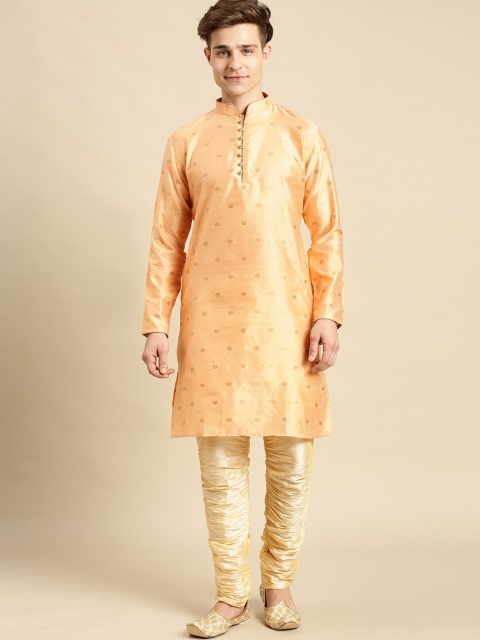 

Sanwara Men Peach-Coloured Ethnic Motifs Kurta with Churidar