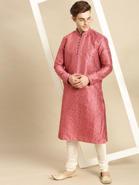 

Sanwara Men Pink Panelled Kurta with Pyjamas