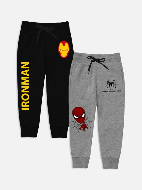 

Marvel by Miss and Chief Boys Black & Grey 2-Pack Cotton Iron Man & Spiderman TrackPants