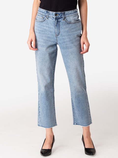 

Mode by Red Tape Women Blue Straight Fit High-Rise Heavy Fade Stretchable Jeans