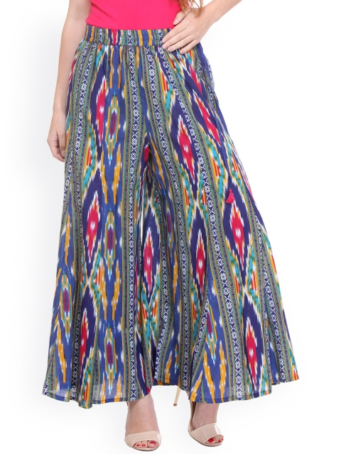 

Varanga Women Blue Printed Regular Fit Palazzo Trousers