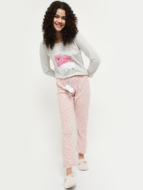 

max Women Grey Printed Night suit